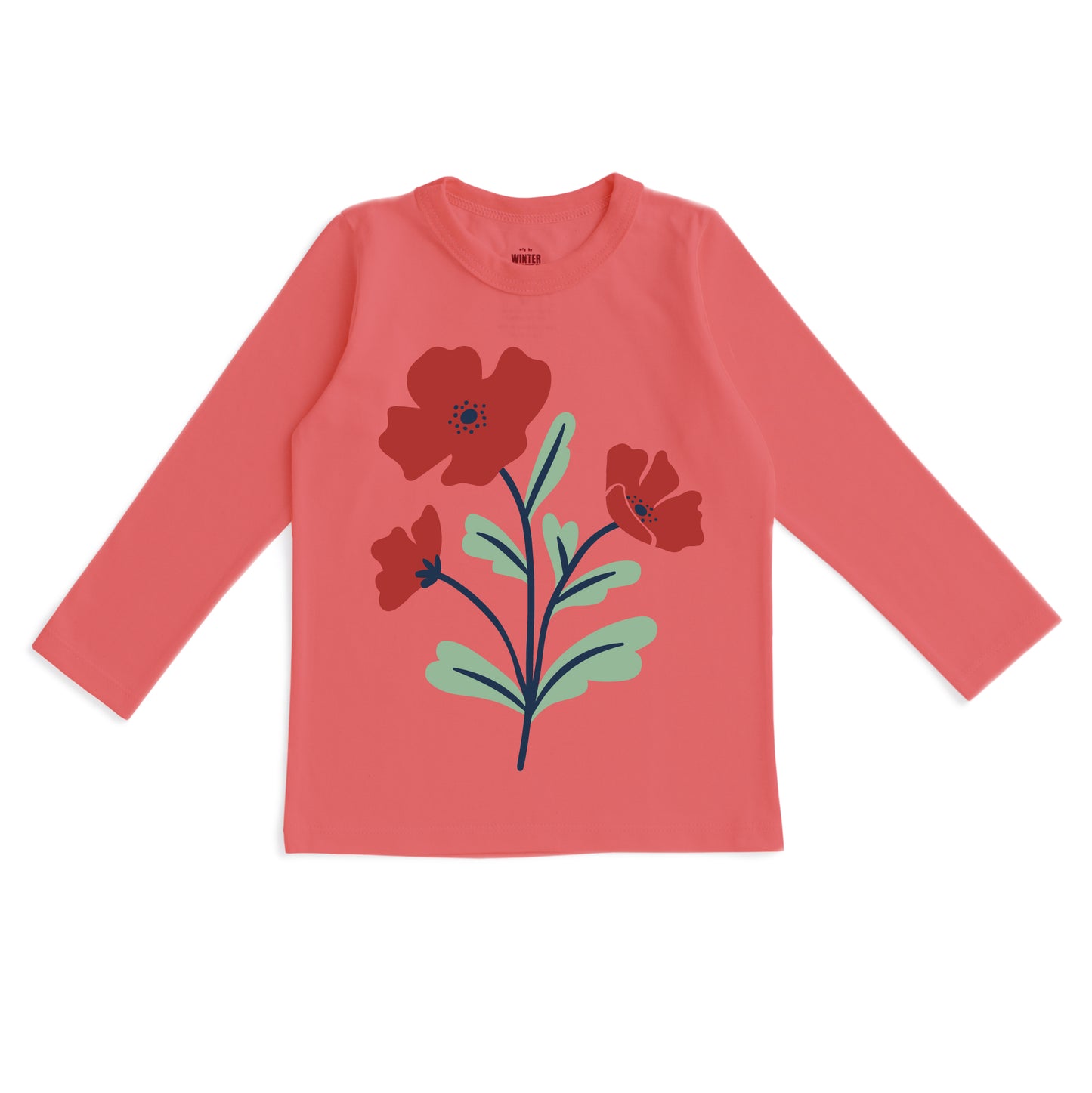 Long-Sleeve GRAPHIC Tee - Poppy Coral