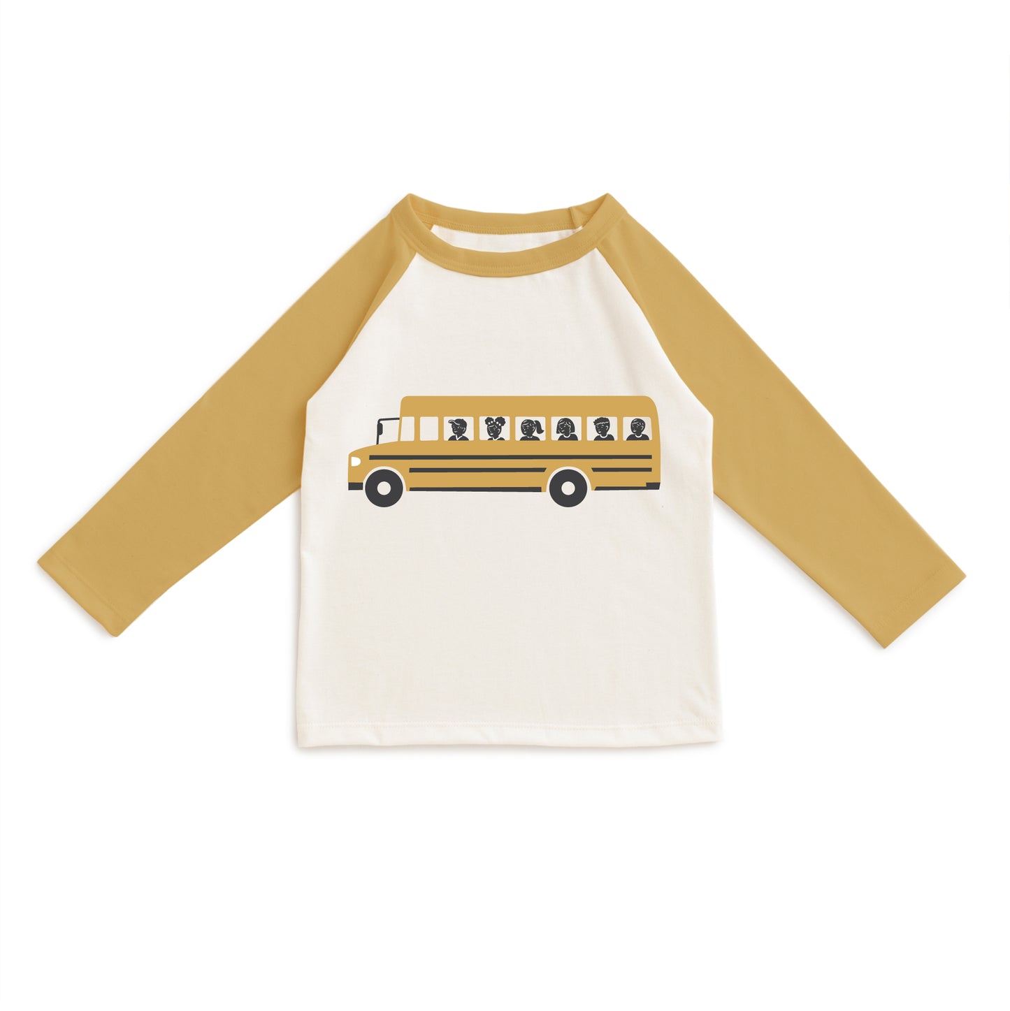 3/4 Sleeve Baseball Tee - School Bus Ochre & Natural