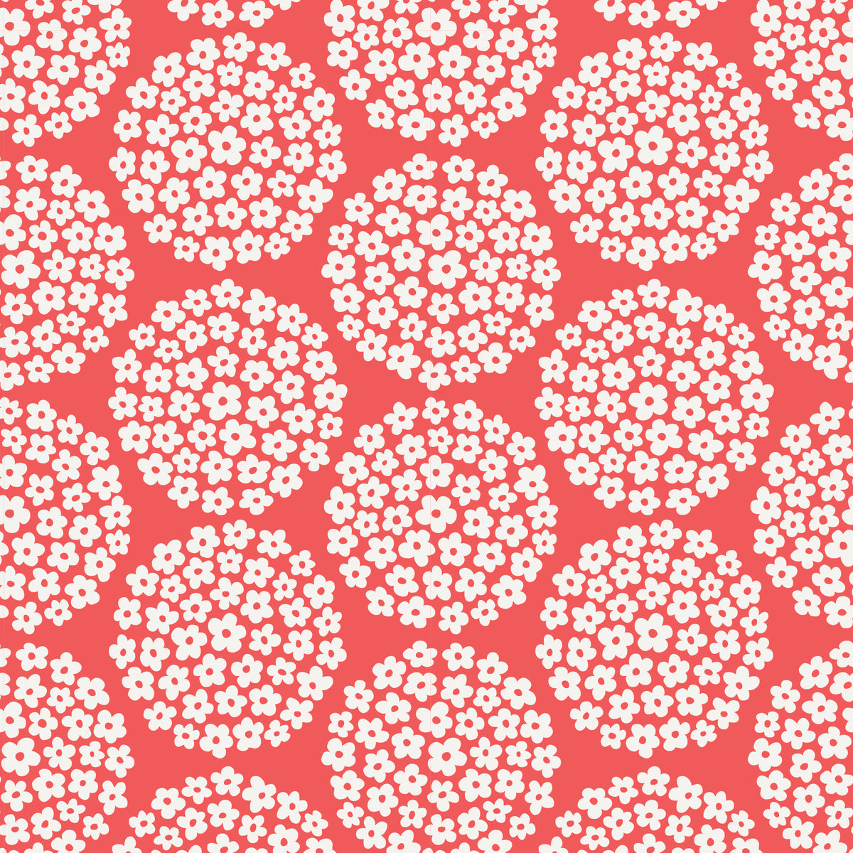 Wallpaper - Flower Dots Coral