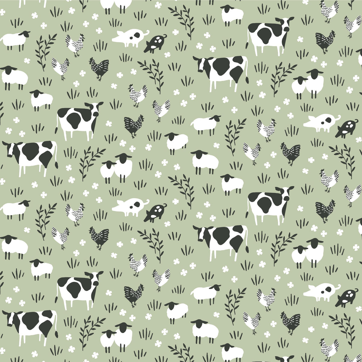Iris Baby Tunic - Farm Animals Pale Green