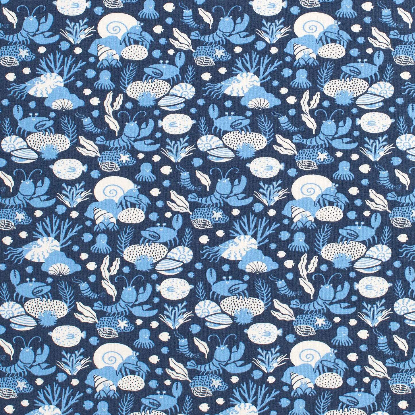 French Terry Blanket - Ocean Life Navy