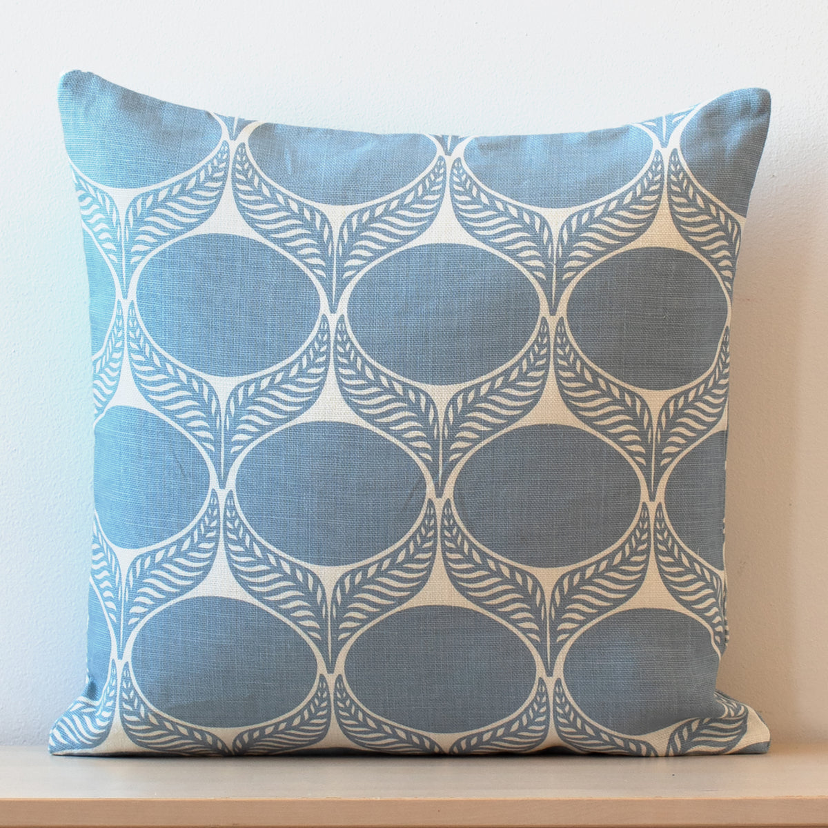 Belgian Linen Pillow Case - June Leaf Pale Blue