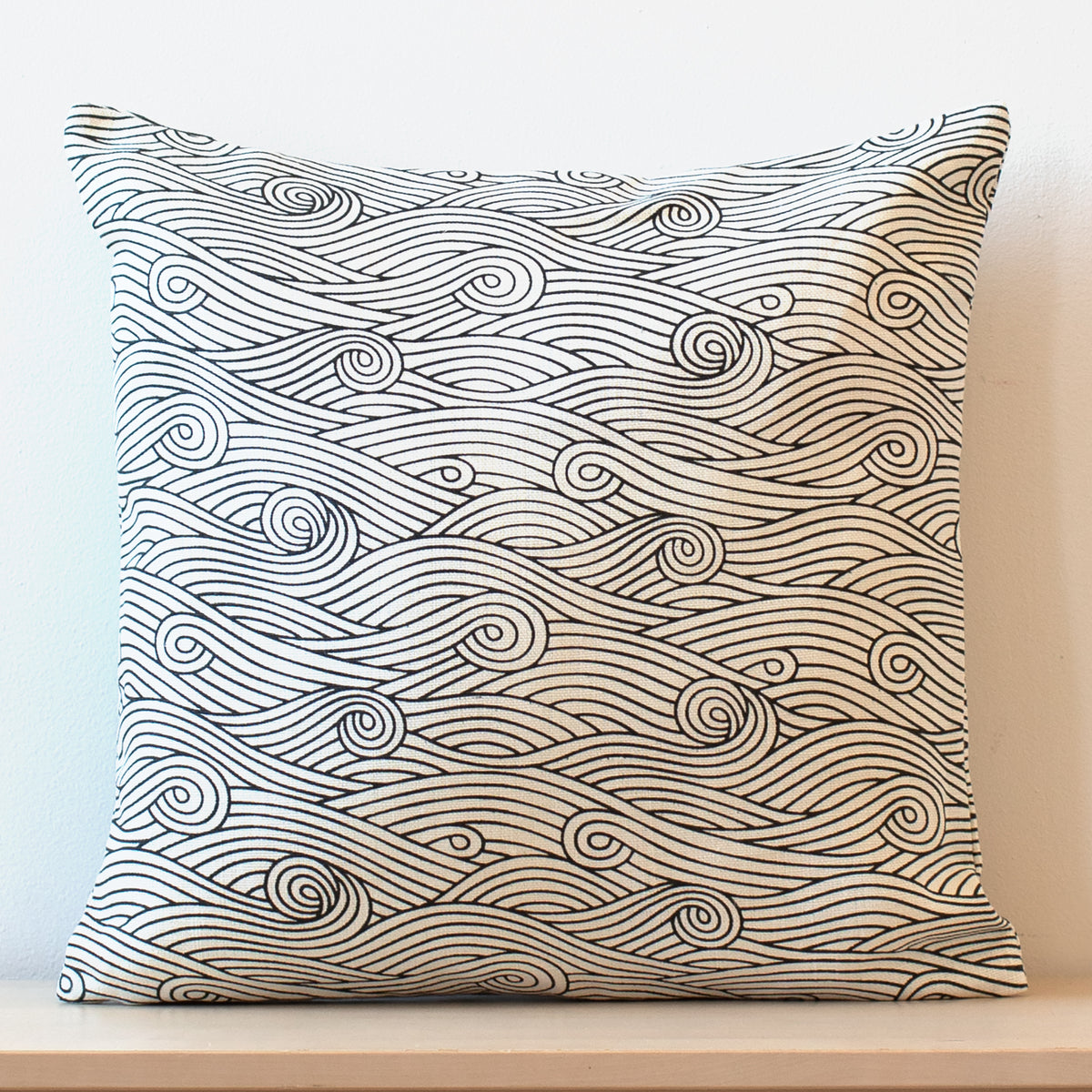Belgian Linen Pillow Case - Ocean Waves Charcoal