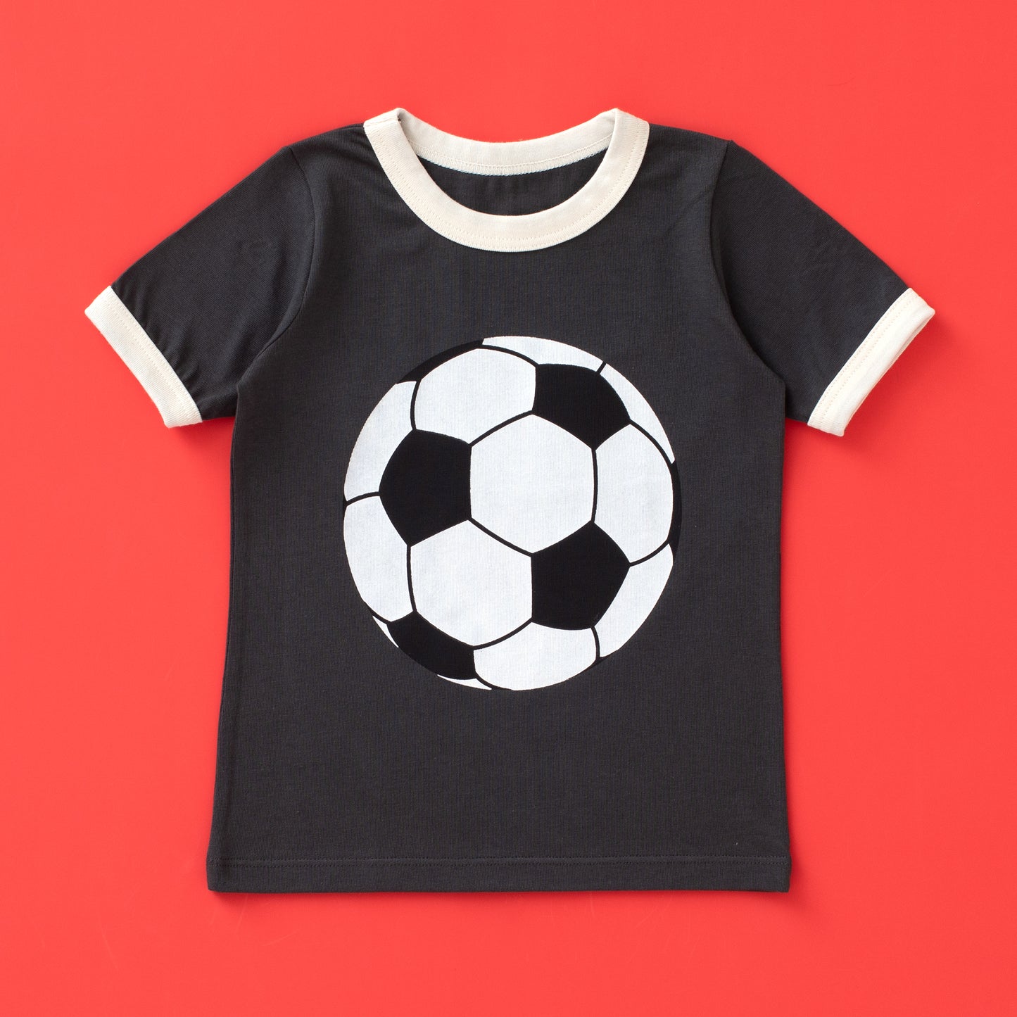 GRAPHIC Ringer Tee - Soccer Ball Charcoal