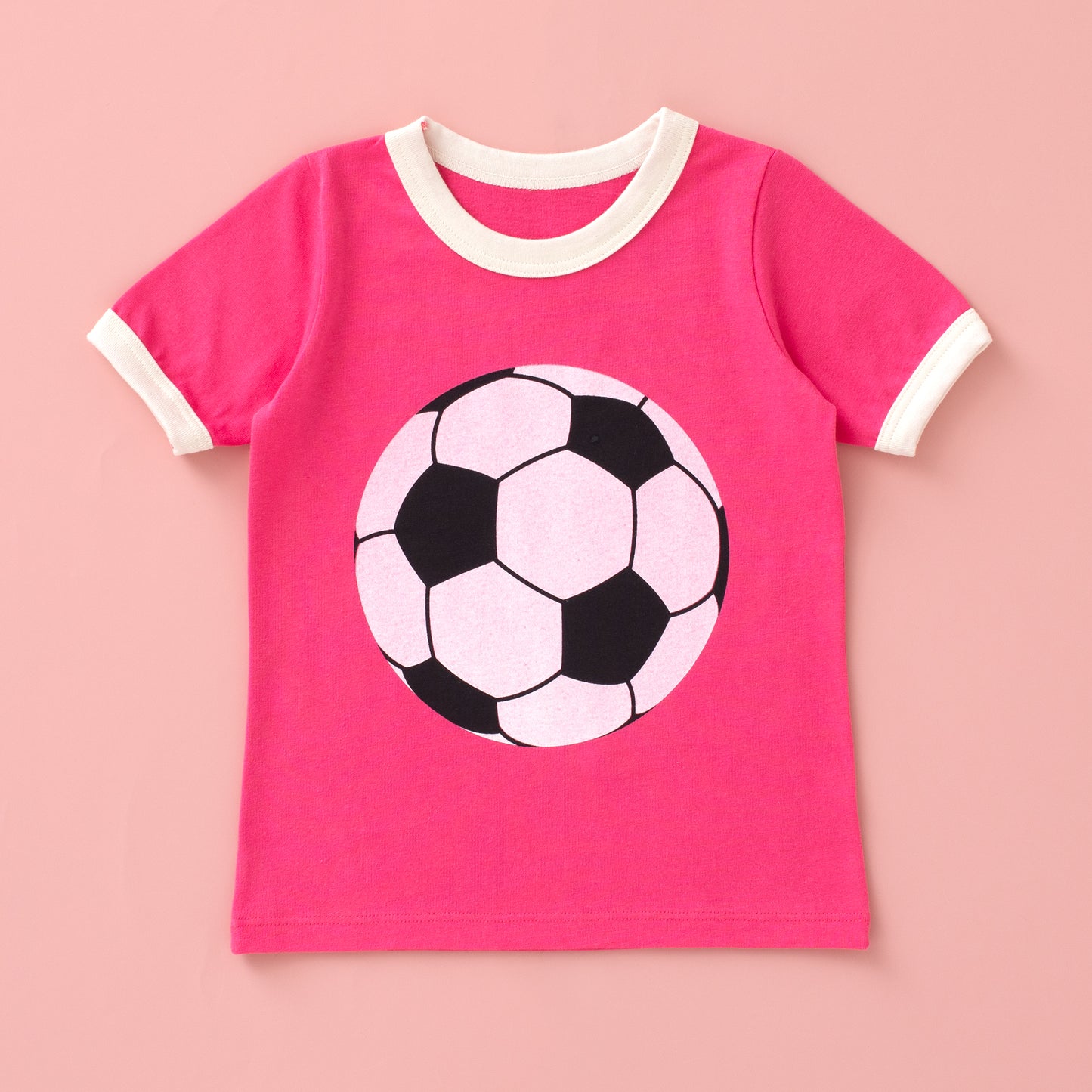 GRAPHIC Ringer Tee - Soccer Ball Bright Pink