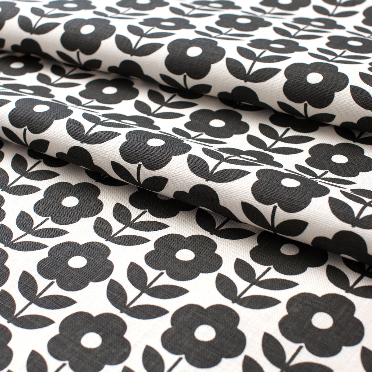 Belgian Linen Pillow Case - Danish Flowers Charcoal