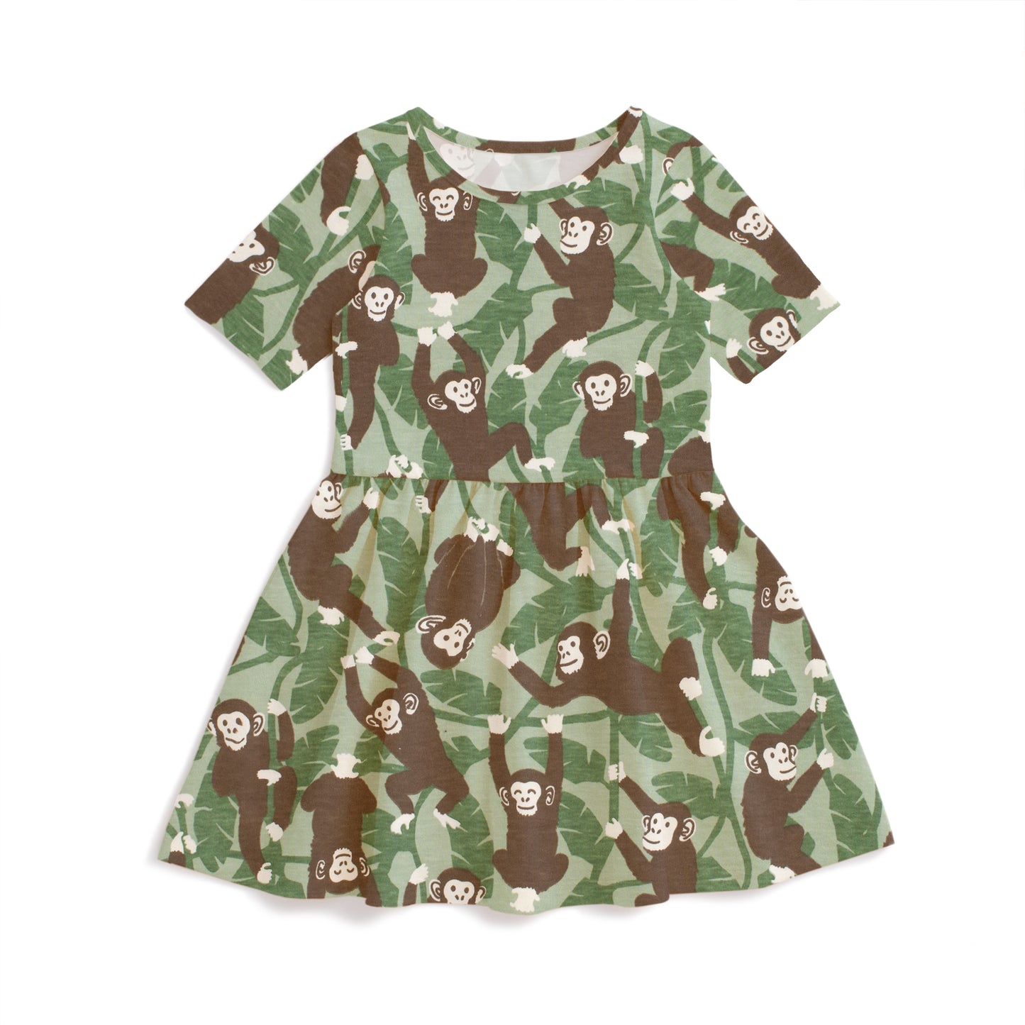Alberta Dress - Chimpanzees Green