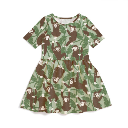 Alberta Dress - Chimpanzees Green