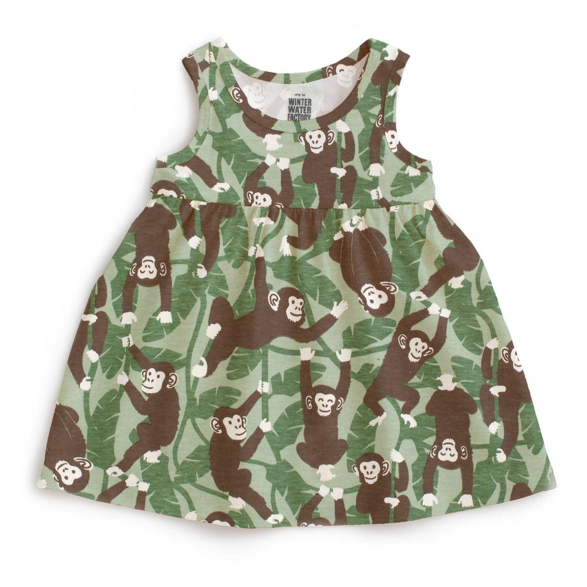 Alna Baby Dress - Chimpanzees Green