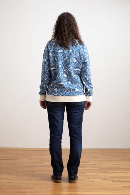 Adult Sweatshirt - Animal Tapestry Blue