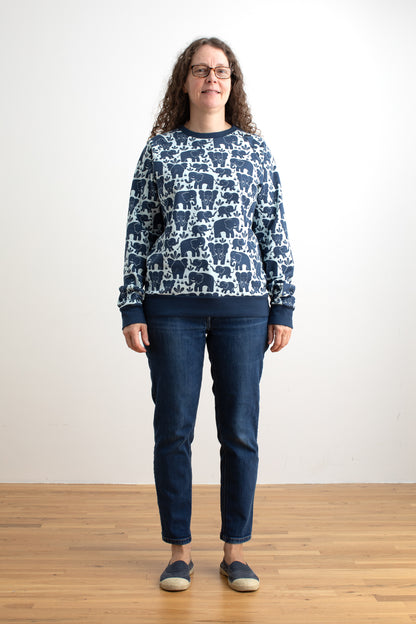 Adult Sweatshirt - Elephant Herd Navy Blue
