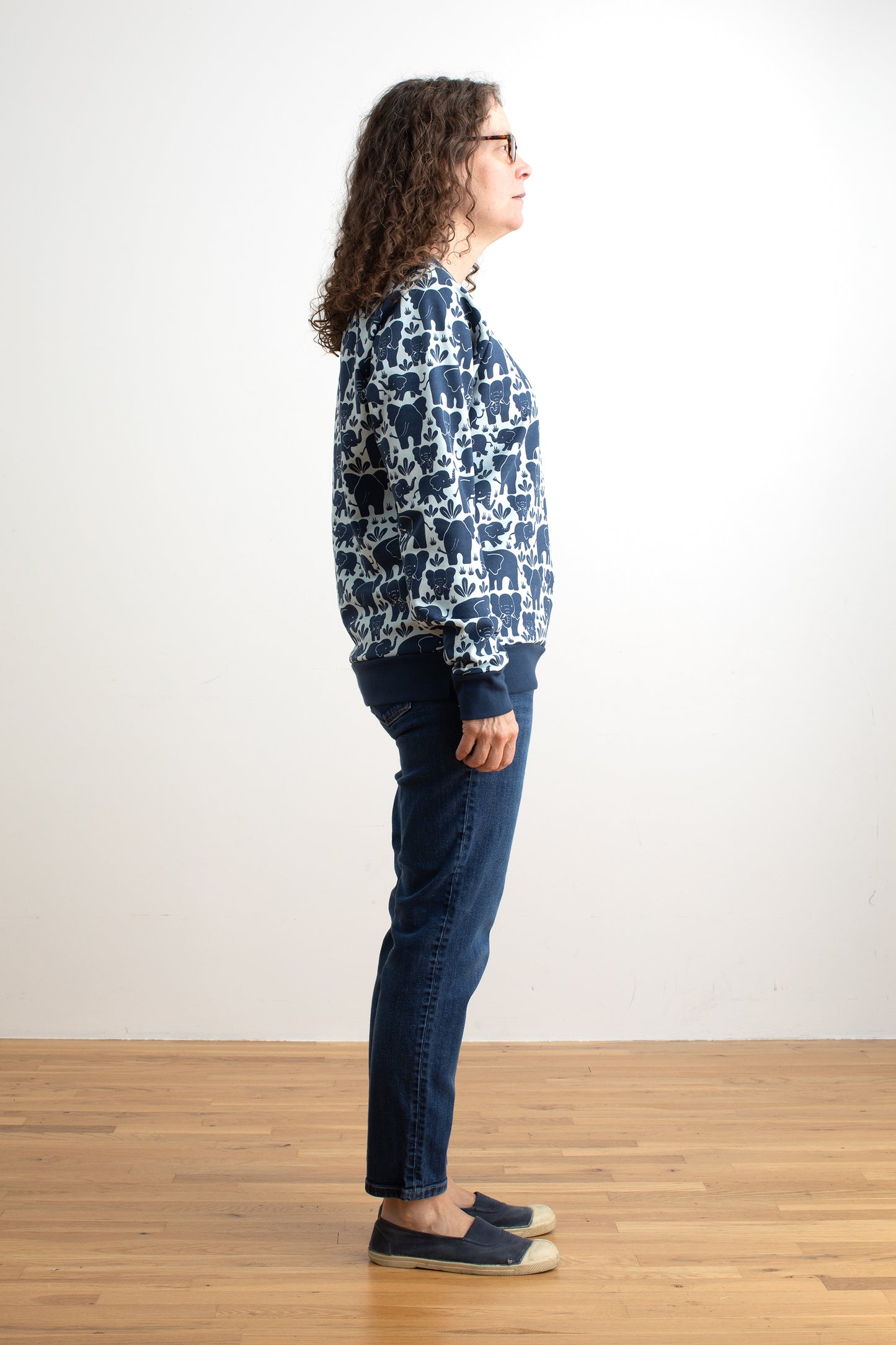 Adult Sweatshirt - Elephant Herd Navy Blue