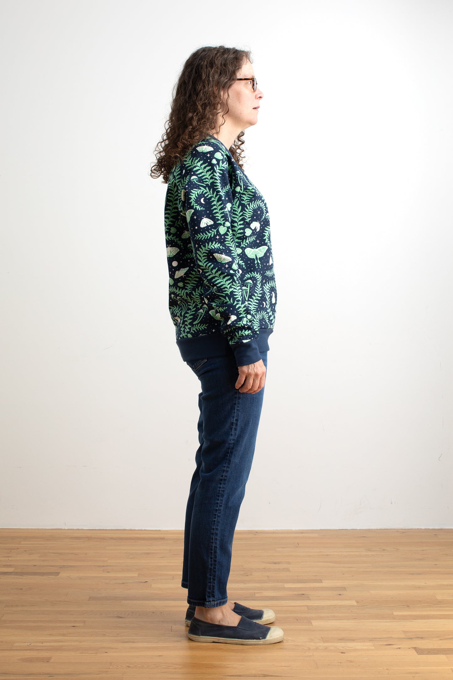 Adult Sweatshirt - Luna Moths Night Sky Blue