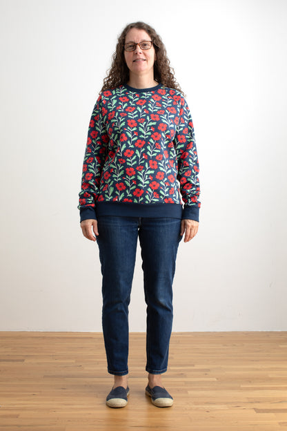 Adult Sweatshirt - Poppies Navy Blue