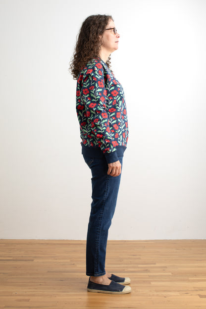 Adult Sweatshirt - Poppies Navy Blue