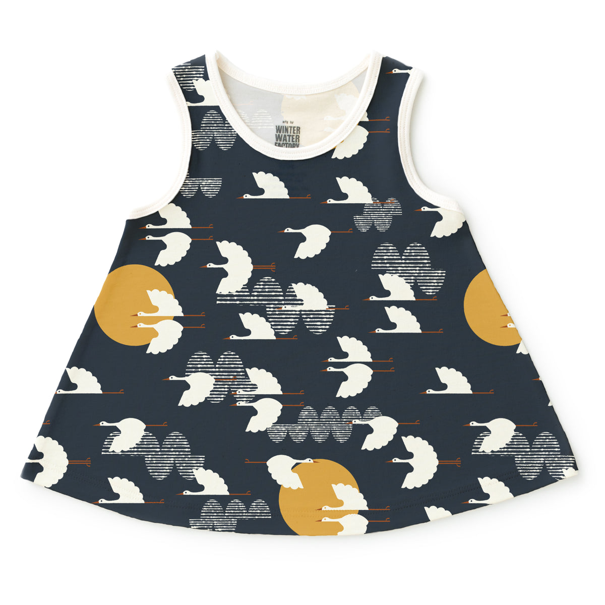 Iris Baby Tunic - Cranes Night Sky