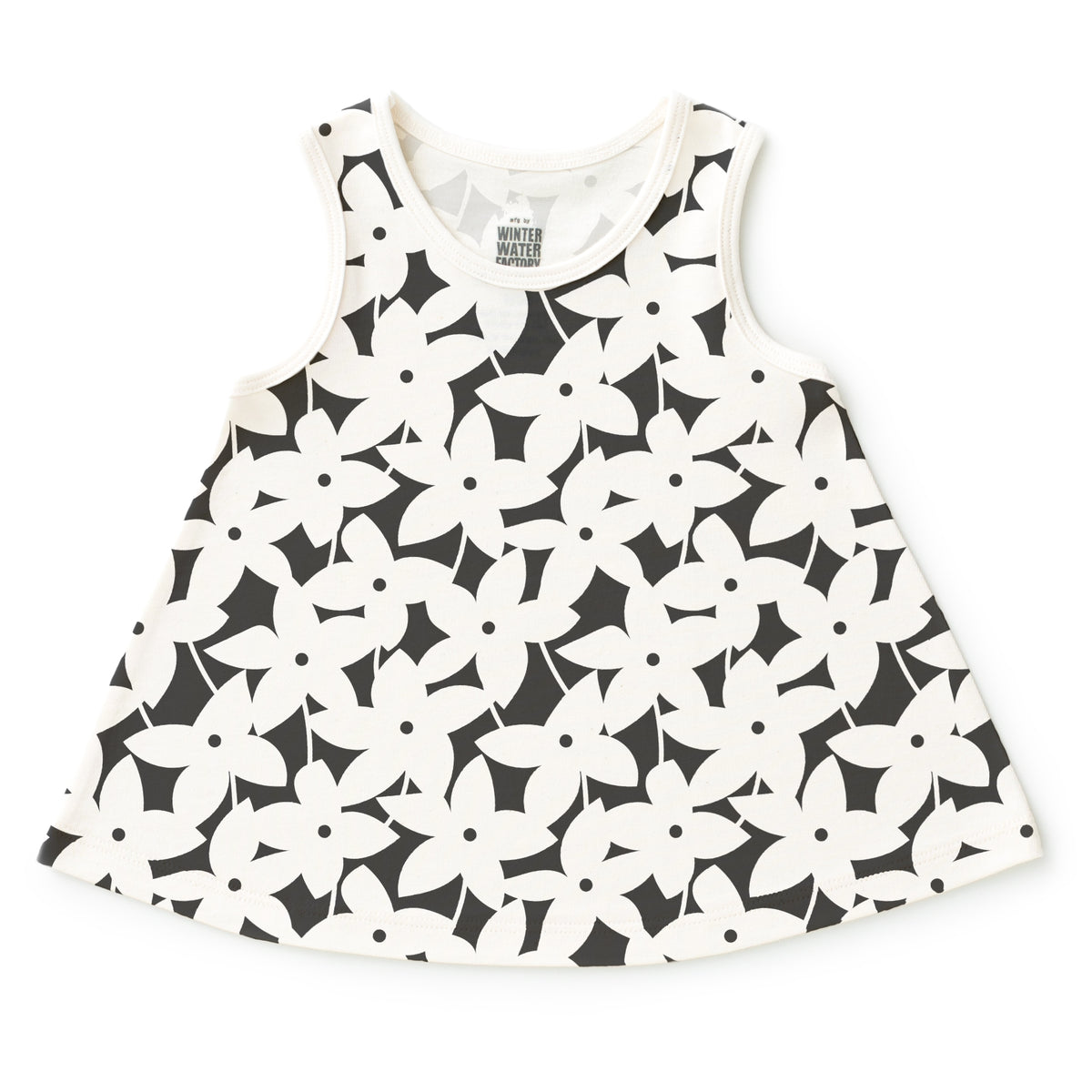 Iris Baby Tunic - Pinwheel Flowers Charcoal