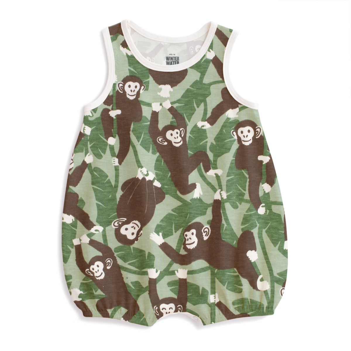 Bubble Romper - Chimpanzees Green