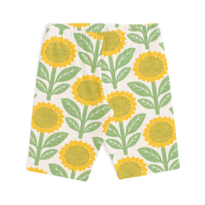 Bike Shorts - Sunflowers Green