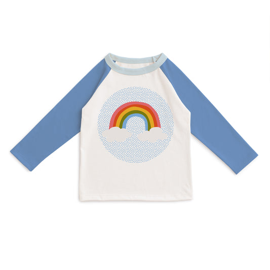 3/4 Sleeve Baseball Tee - Rainbow Lake Blue & Natural