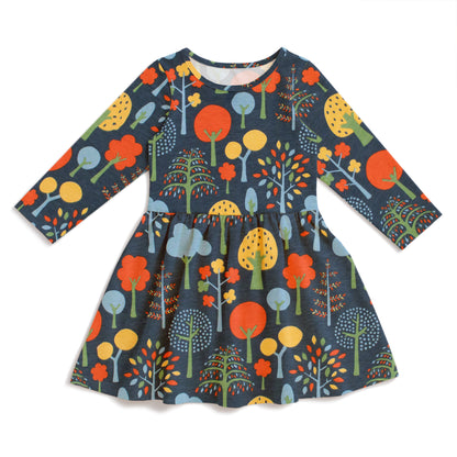 Calgary Dress - Trees Navy & Green