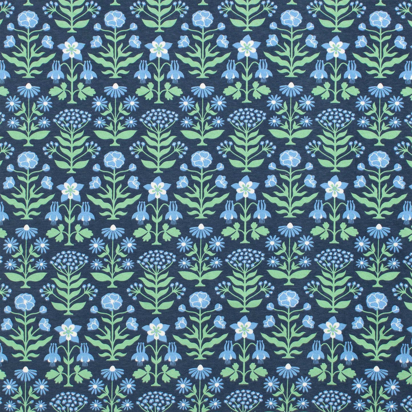French Terry Jumpsuit - Blockprint Floral Blue & Green