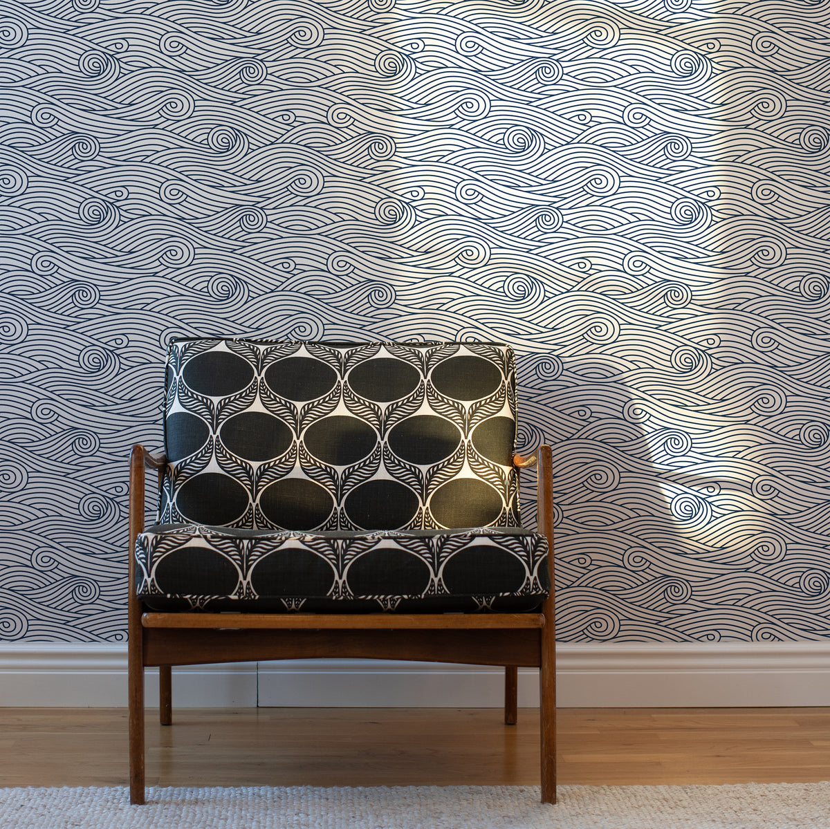 Wallpaper - Ocean Waves Navy