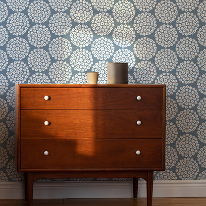 Wallpaper - Flower Dots Blue