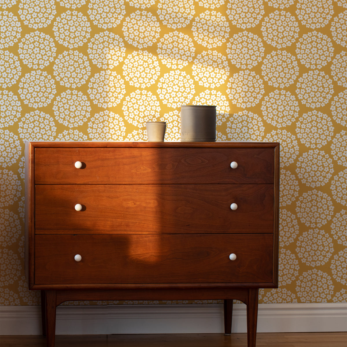 Wallpaper - Flower Dots Ochre