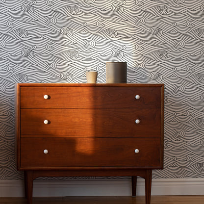 Wallpaper - Ocean Waves Charcoal