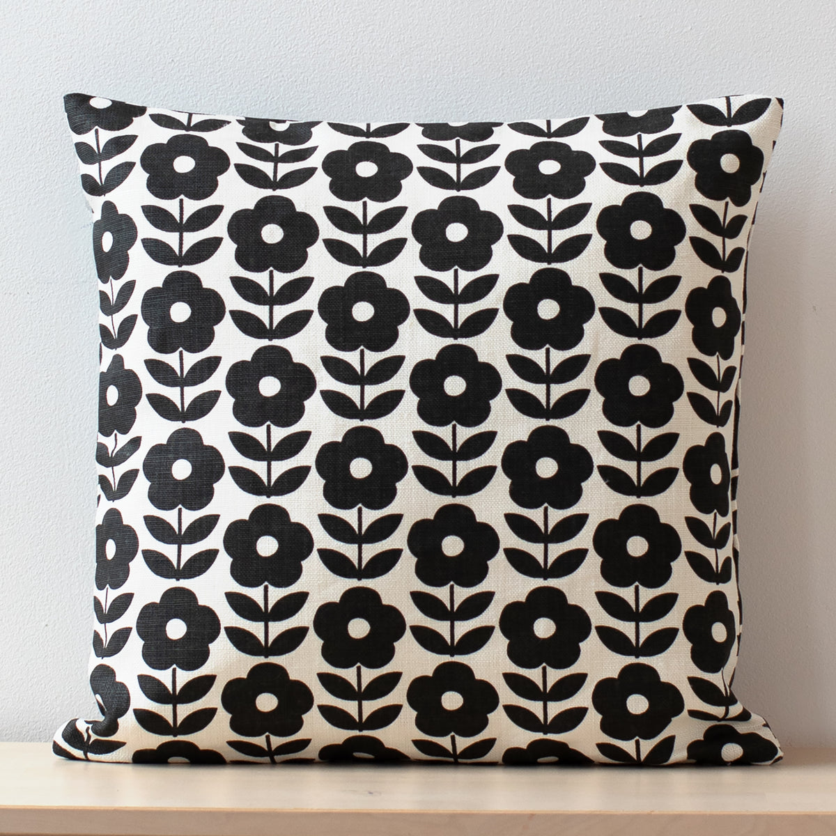 Belgian Linen Pillow Case - Danish Flowers Charcoal
