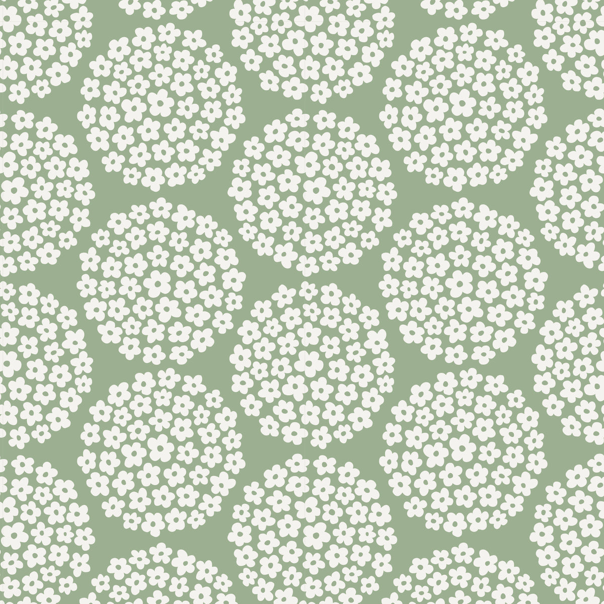 Wallpaper - Flower Dots Green