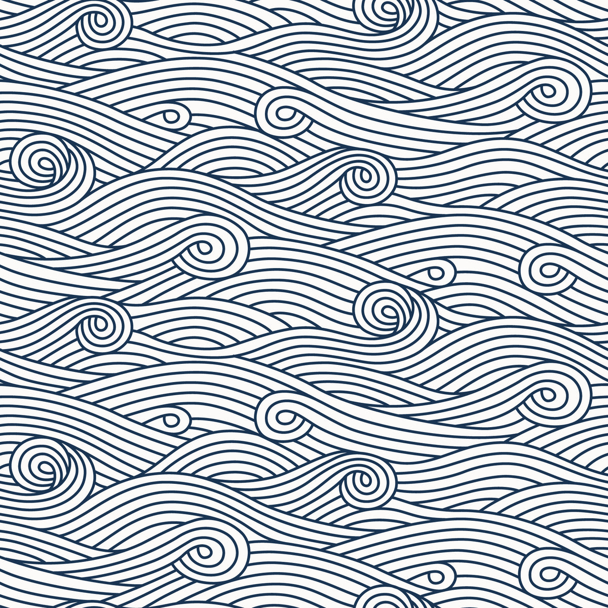 Wallpaper - Ocean Waves Navy