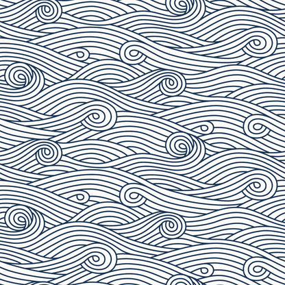 Wallpaper - Ocean Waves Navy