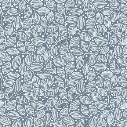 Wallpaper - Leaves & Berries Blue