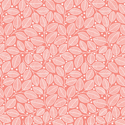 Wallpaper - Leaves & Berries Peach