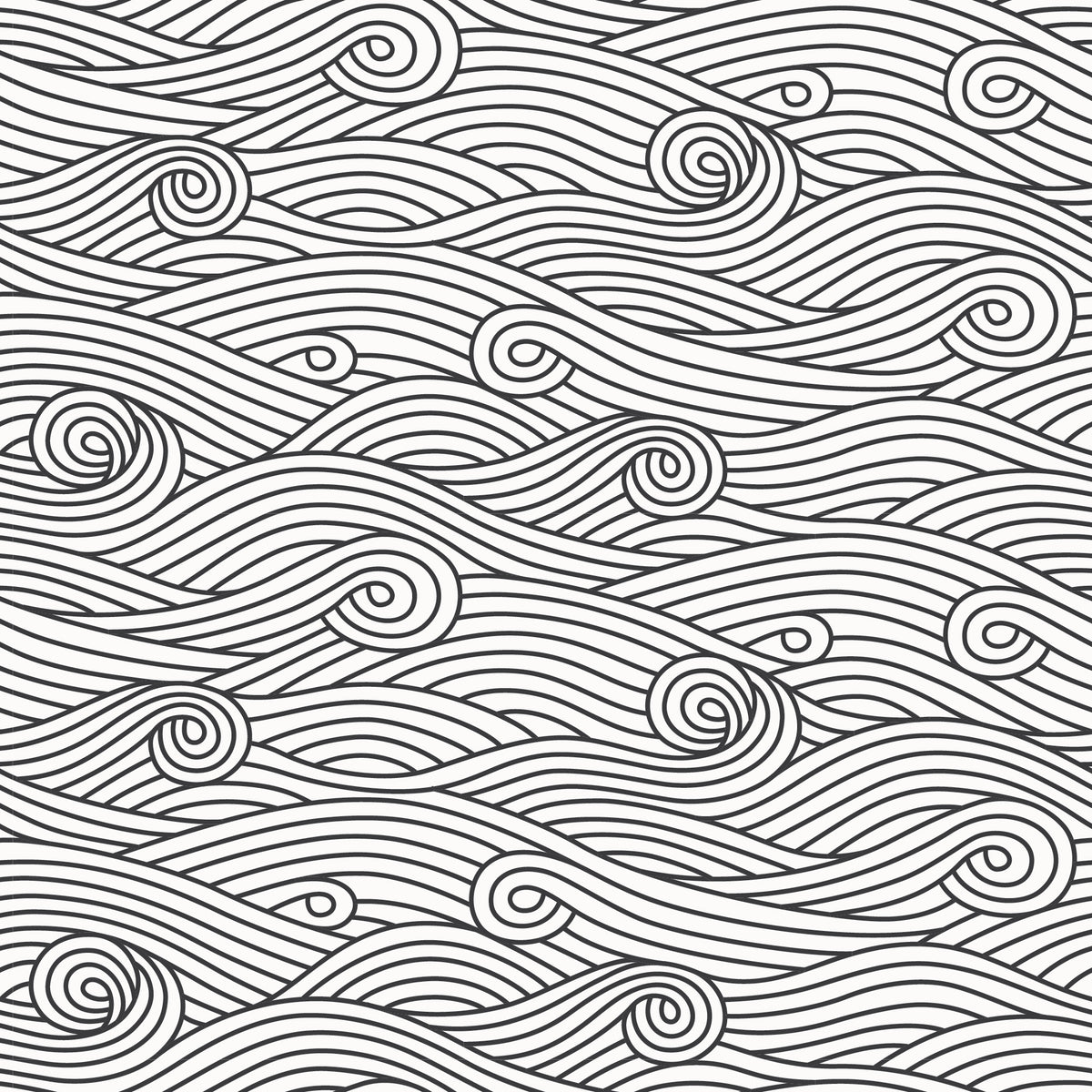 Wallpaper - Ocean Waves Charcoal
