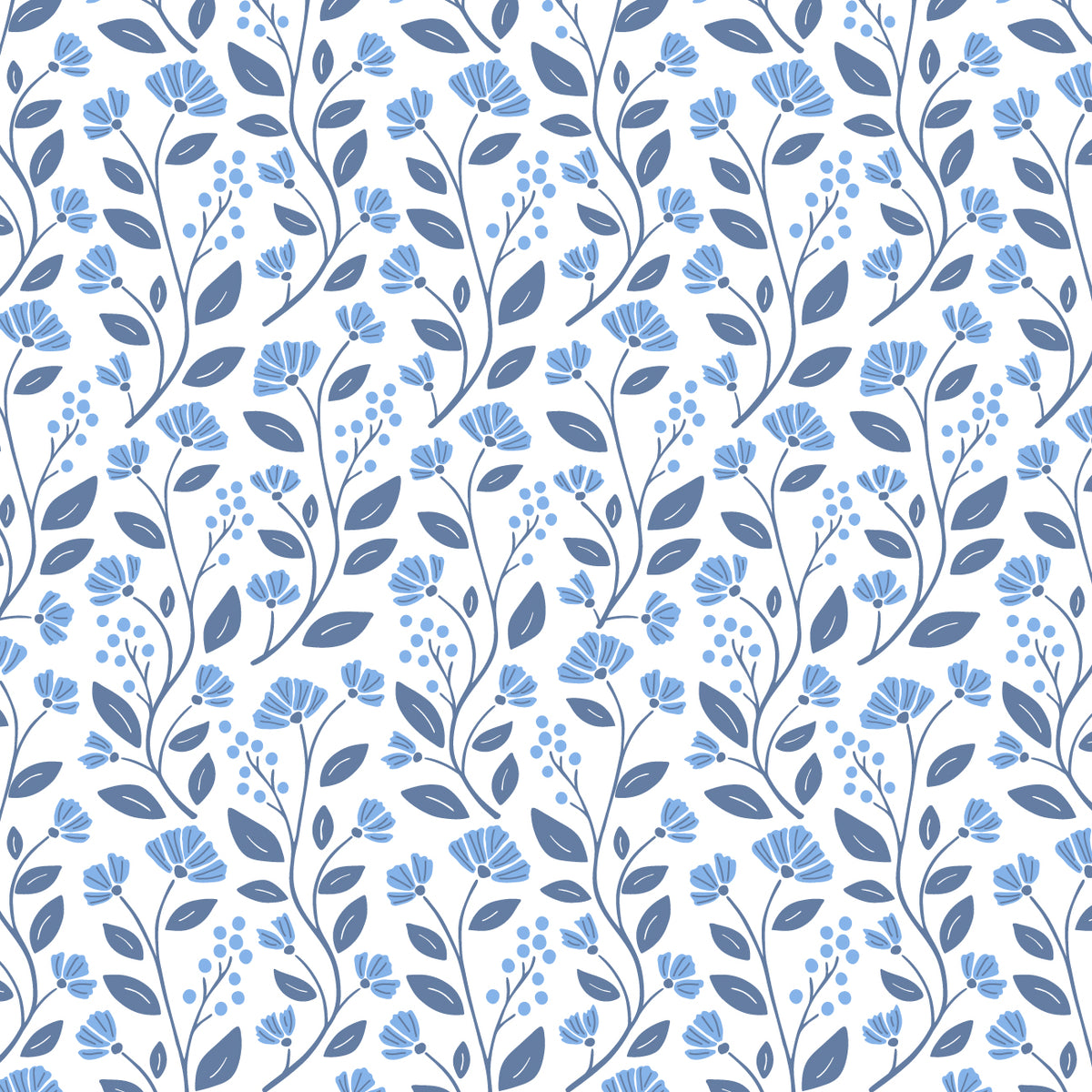 Kids Pajama Set - Flower Vines Blue