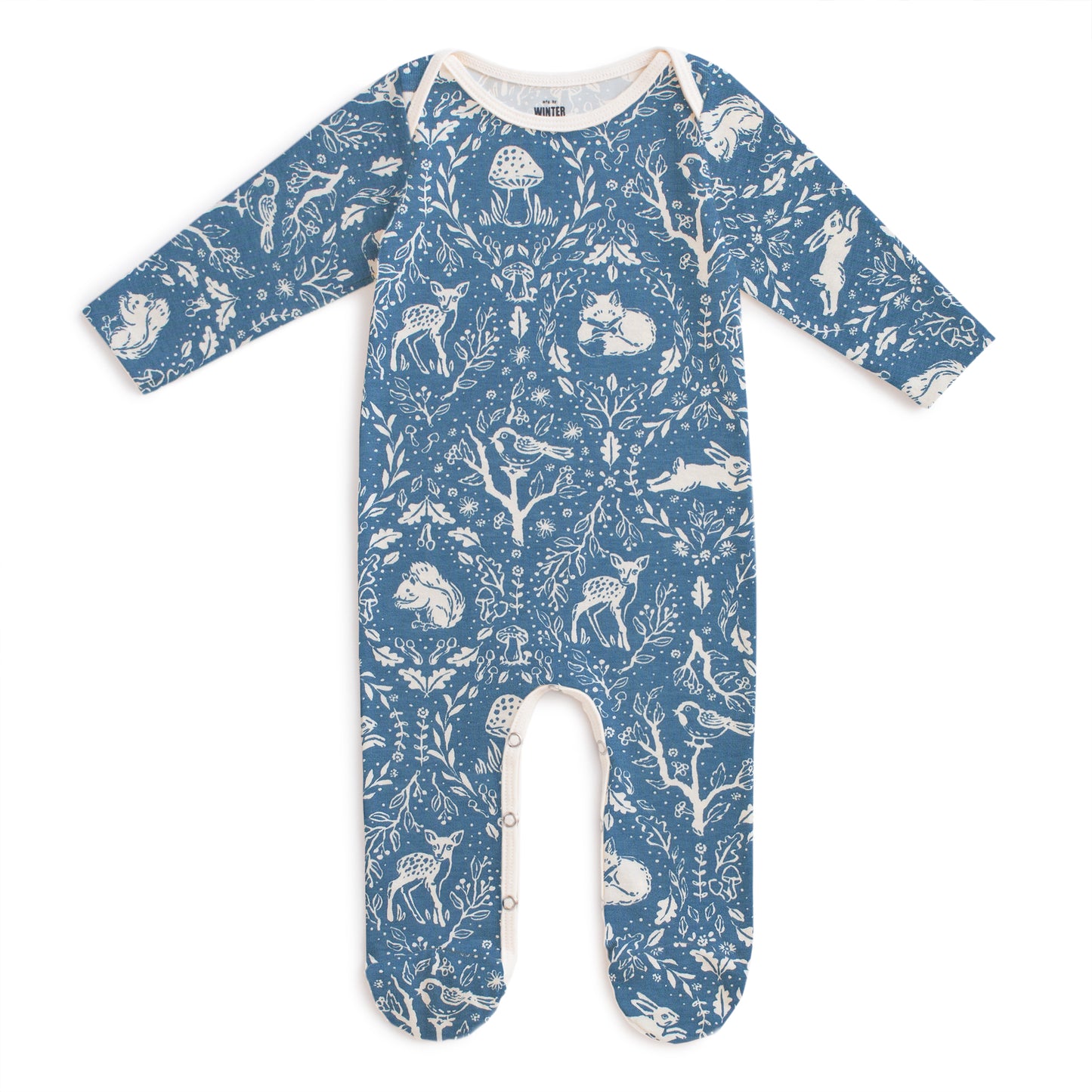 Footed Romper - Animal Tapestry Blue