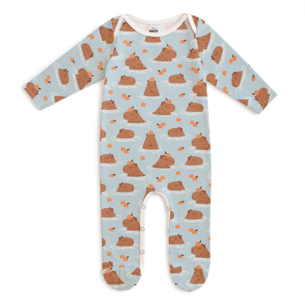 Footed Romper - Capybaras Blue