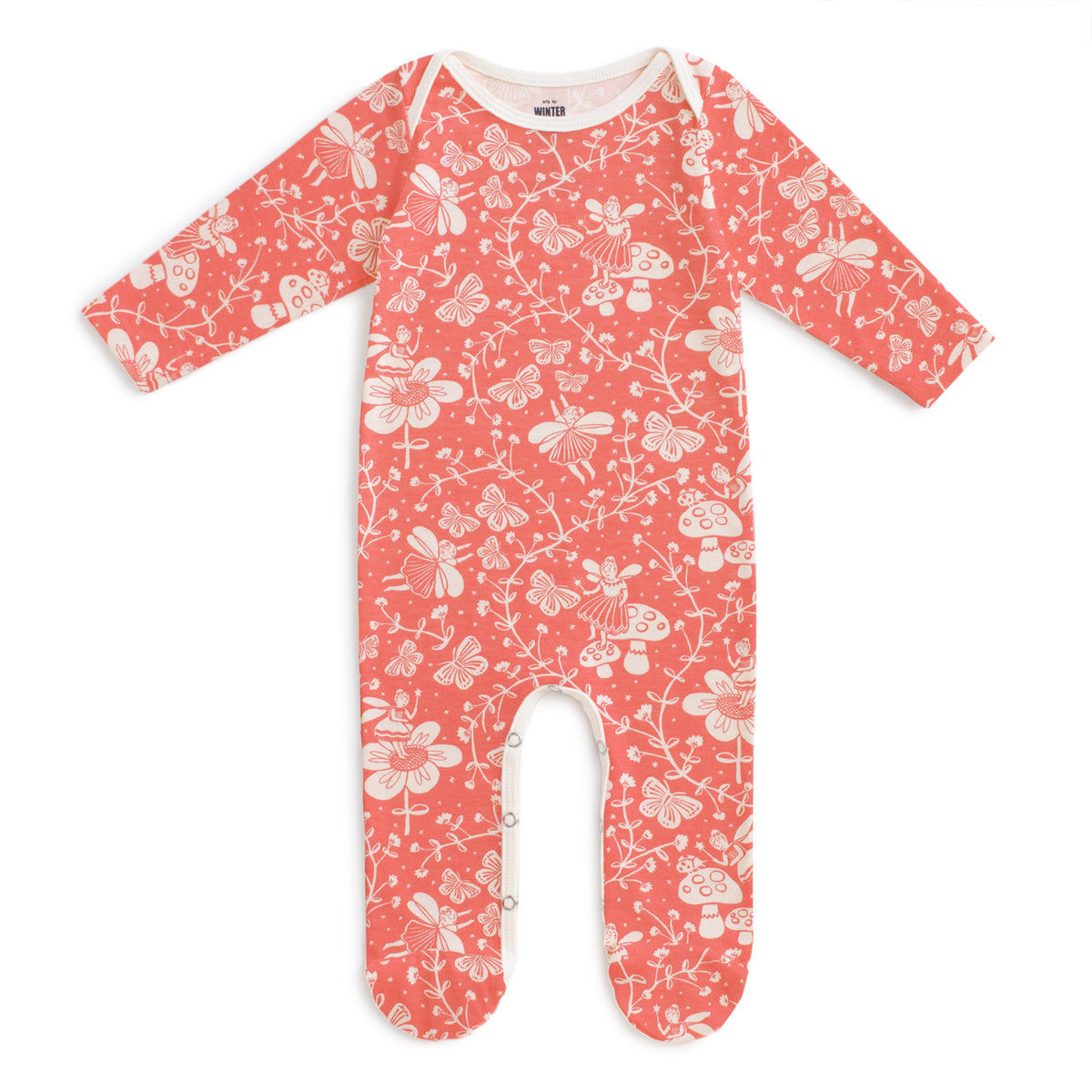 Footed Romper - Fairies Coral