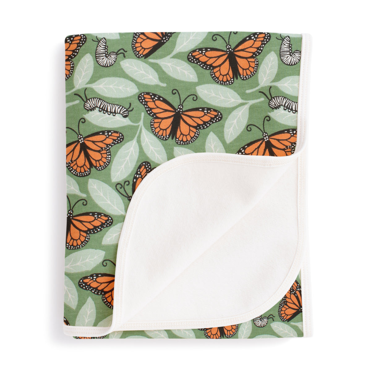 French Terry Blanket - Monarchs Dark Green
