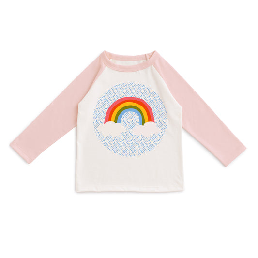 3/4 Sleeve Baseball Tee - Rainbow Pink & Natural