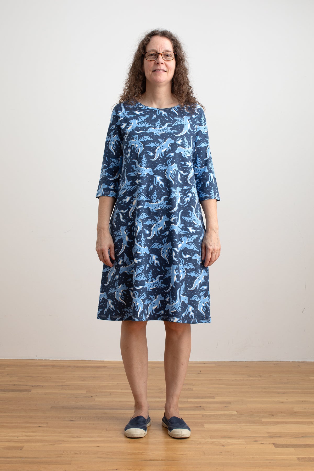 Helsinki Dress - Dragons Navy
