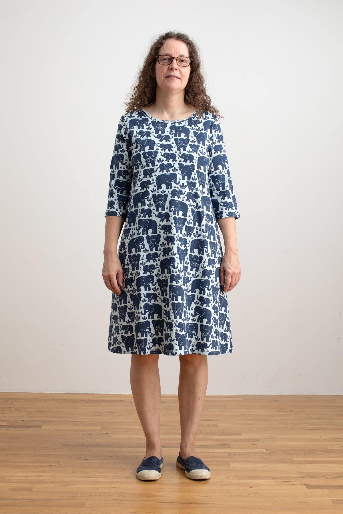 Helsinki Dress - Elephant Herd Navy