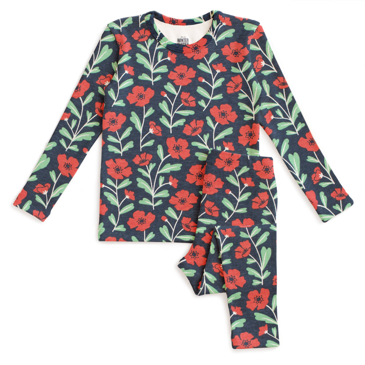 Kids Pajama Set - Poppies Navy