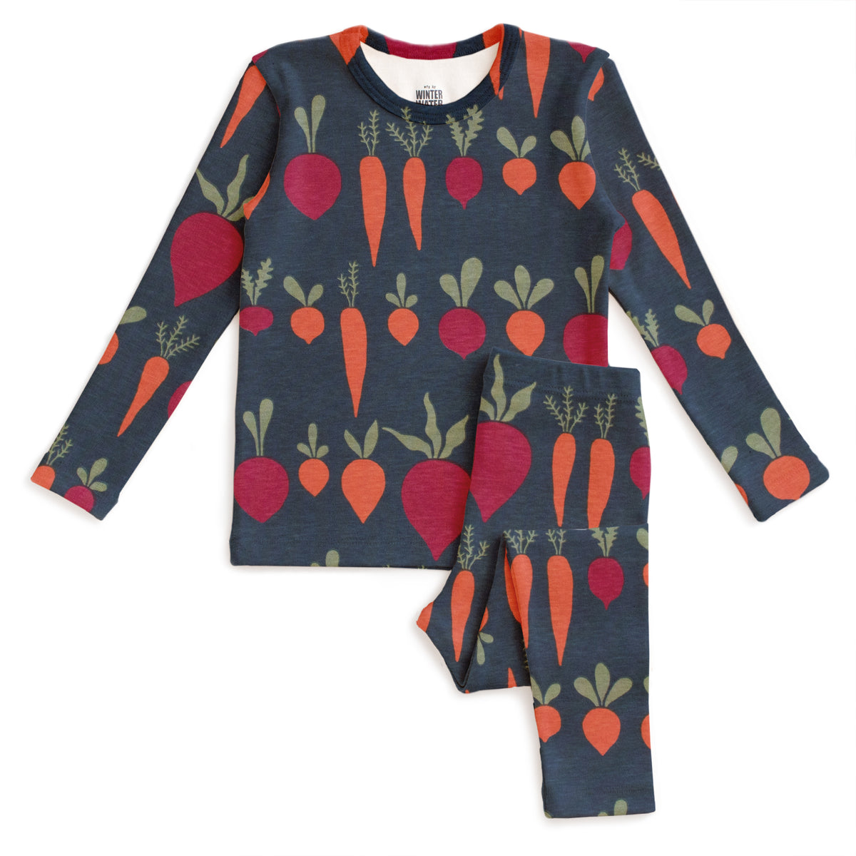 Kids Pajama Set - Root Vegetables Night Sky