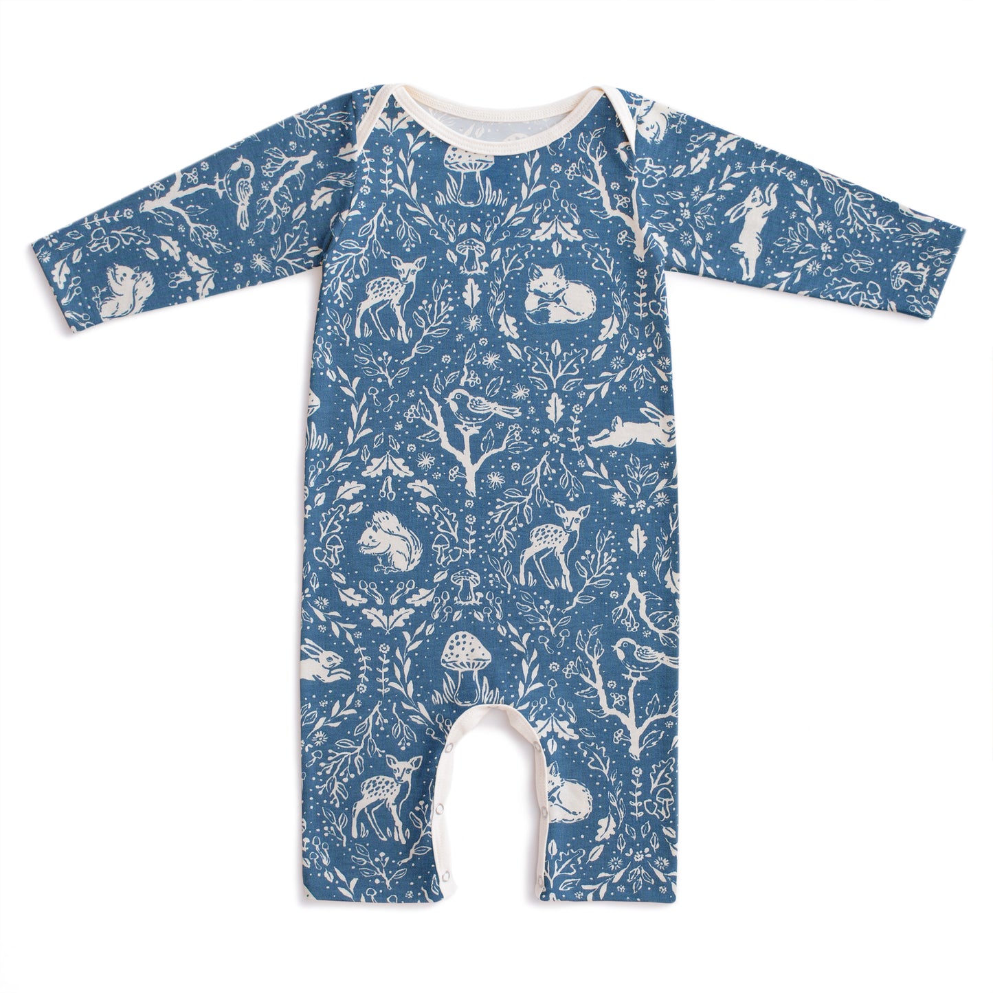 Long-Sleeve Romper - Animal Tapestry Blue
