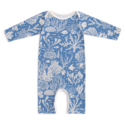 Long Sleeve Romper - Corals Blue