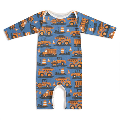 Long-Sleeve Romper - Roadwork Orange & Blue